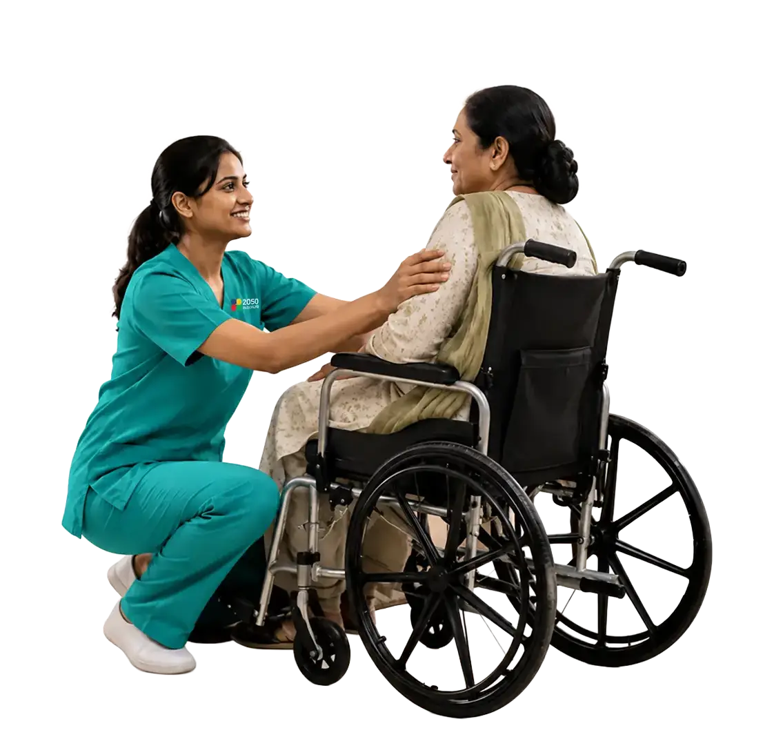 Caregiver assisting a patient
