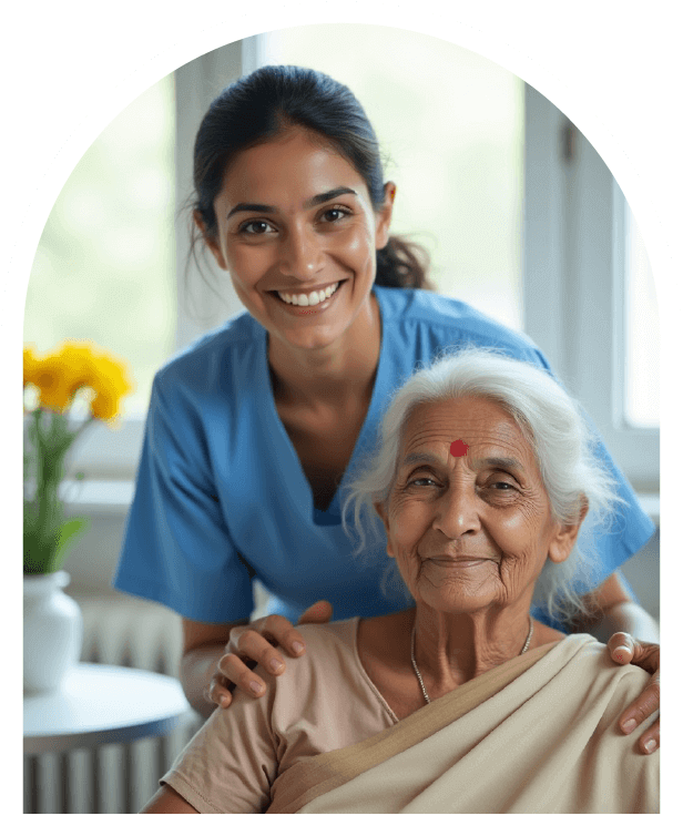 Caregiver assisting elderly