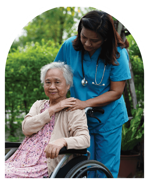 Nurse caring for elderly